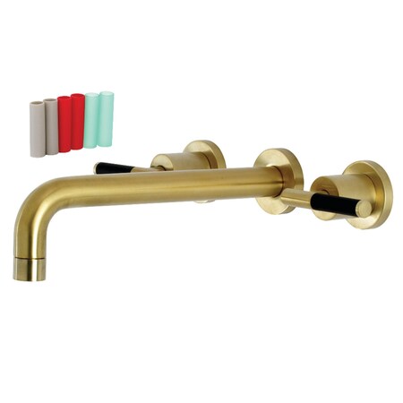 Kingston Brass KS8027CKL Two-Handle Wall Mount Tub Faucet, Brushed Brass KS8027CKL